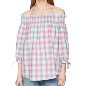 Kate Spade Madras Off-Shoulder Top - size XXL